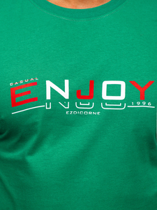 T-shirt in cotone con stampa da uomo verde Bolf 14739