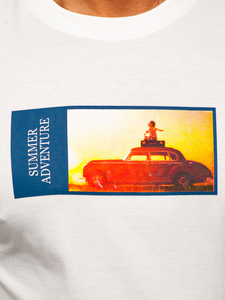 Uomo T-shirt in cotone con stampa Bianco Bolf MPO3559