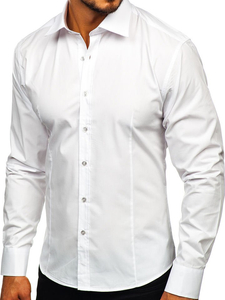 Camicia elegante da uomo bianca a maniche lunghe Bolf 1703