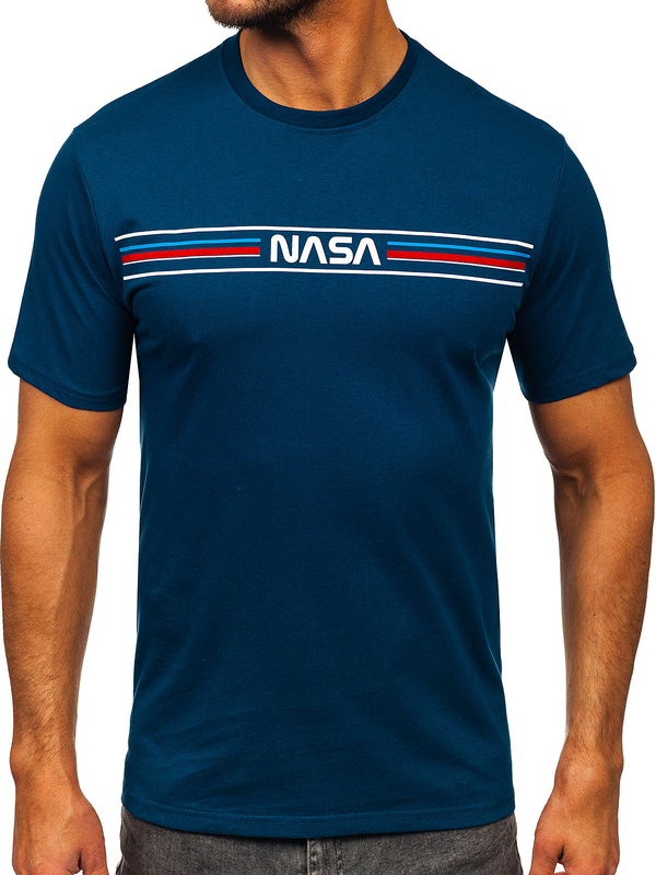 Uomo T-shirt in cotone con stampa Blu scuro Bolf 5052