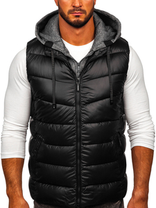 Gilet con cappuccio da uomo nero Bolf 2909