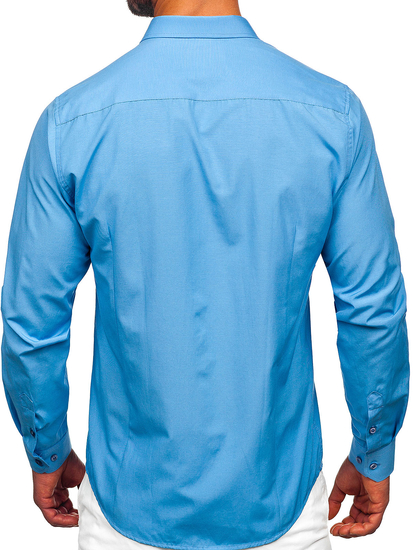 Camicia elegante da uomo azzurra a maniche lunghe Bolf 1703