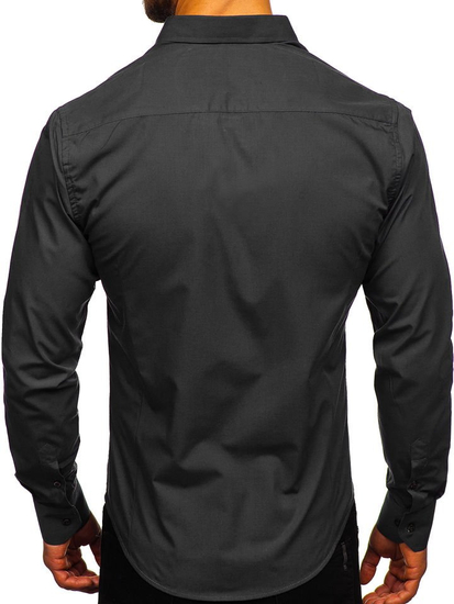 Camicia elegante da uomo nera a maniche lunghe Bolf 1703