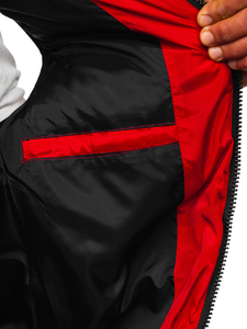 Gilet spesso trapuntato con cappuccio da uomo rosso Bolf 7126