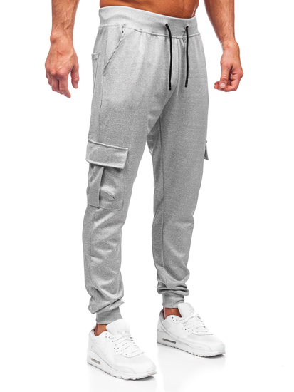 Pantaloni da tuta jogger cargo da uomo grigio Bolf 8K1130