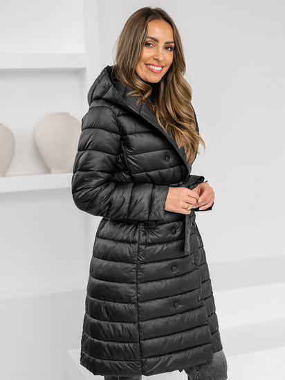 Lungo inverno da donna Cappotto trapuntato con cappuccio nero Bolf 5M3159A