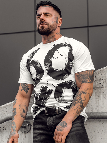 T-shirt bianca da uomo con stampa Bolf 0303A