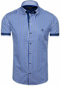 Camicia a scacchi a manica corta da uomo bluette Bolf 4510