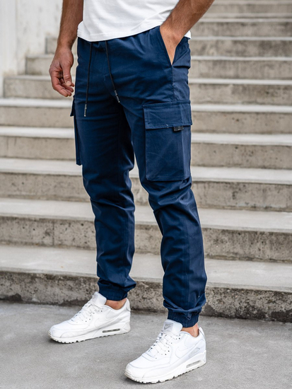 Pantaloni cargo tipo jogger da uomo blu Bolf 701