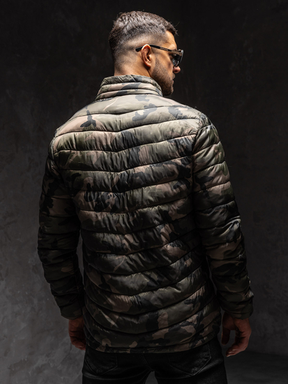Giacca invernale trapuntata con motivo mimetico da uomo verde Bolf SM80A1