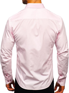 Camicia elegante da uomo rosa a maniche lunghe Bolf 1703