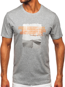 Uomo T-shirt in cotone con stampa Grigio Bolf MPO3465