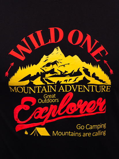 Uomo T-shirt in cotone con stampa Nero Bolf MPO3484