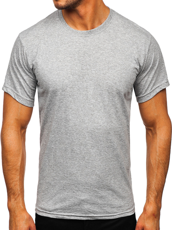T-shirt semplice da uomo in cotone grigio scuro Bolf 192397