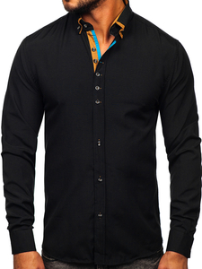 Camicia elegante a manica lunga da uomo nera Bolf 3708-1