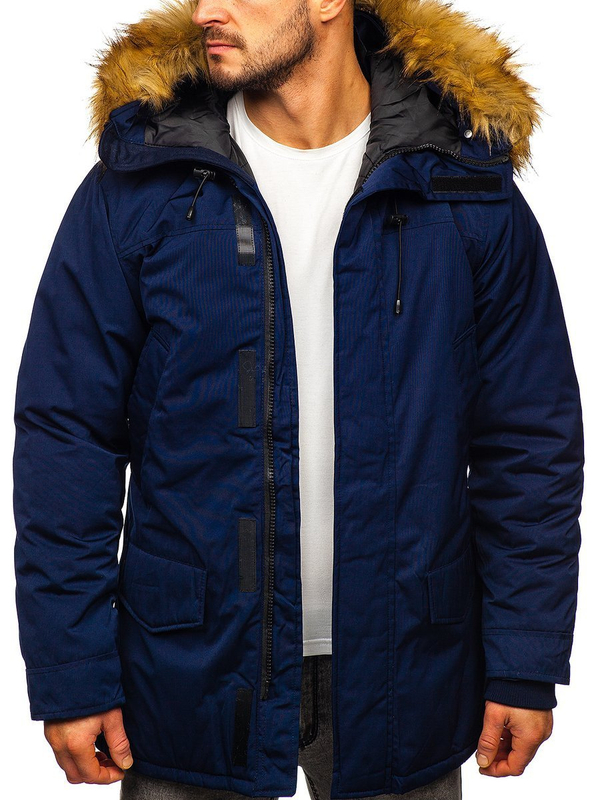Giubbotto invernale parka tipo alaska da uomo blu Bolf HZ8109