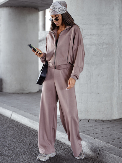 Completo due pezzi da donna Tuta con zip burro cappuccino Bolf 821109