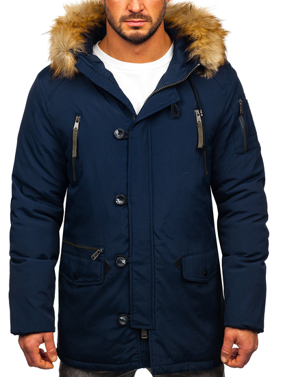 Giubbotto invernale tipo parka da uomo blu Bolf 1795 