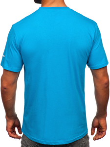 T-shirt in cotone da uomo turchese Bolf 14731