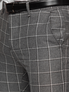 Uomo Pantaloni eleganti a quadri Antracite Bolf 0044