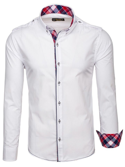 Camicia elegante a manica lunga da uomo bianca Bolf 1758