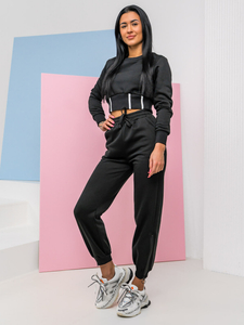 Tuta oversize in due pezzi da donna nera Bolf 8C78