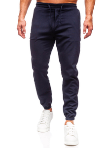 Pantaloni in tessuto jogger da uomo blu inchiostro Bolf 0065
