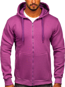 Felpa spessa con cappuccio a zip da uomo viola Bolf 2008