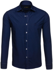 Camicia elegante a manica lunga da uomo blu Bolf 4719