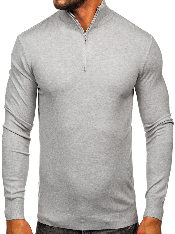 Maglione con collo alto da uomo grigio Bolf MM6007