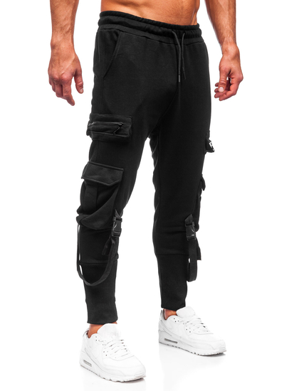 Pantaloni jogger tipo cargo da uomo neri Bolf 6582