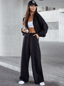 Completo due pezzi con felpa con zip da donna nero Bolf 821109