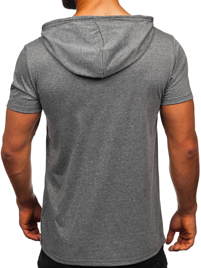 T-shirt senza stampa con cappuccio da uomo grafite Bolf 8T89