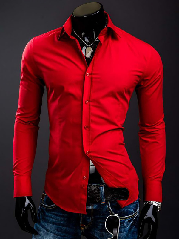 Camicia elegante da uomo rossa a maniche lunghe Bolf 1703A