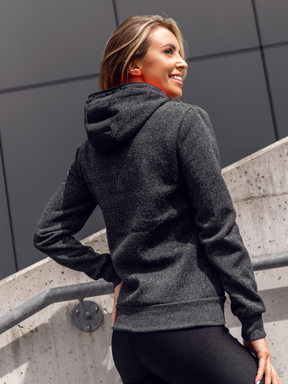 Felpa/giacca con cappuccio nera da donna per la mezza stagione Bolf KSW4001A