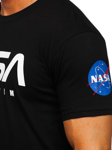 T-shirt in cotone con stampa da uomo nera Bolf 14401