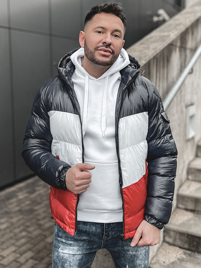 Giubbotto invernale trapuntato da uomo blu-rosso Bolf 6593