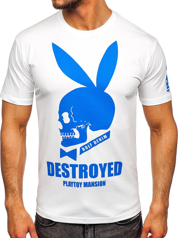 T-shirt con stampa da uomo bianca Bolf 192368