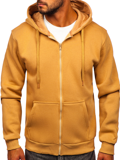 Felpa spessa con cappuccio a zip da uomo marrone Bolf 2008