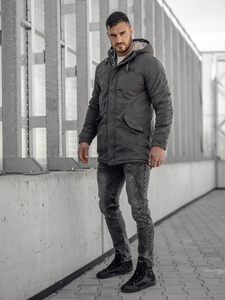 Giubbotto parka invernale in cotone da uomo grafite Bolf EX838A
