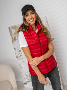Gilet trapuntato con cappuccio da donna rosso Bolf 16M9139