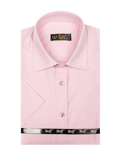 Camicia elegante a manica corta da uomo rosa Bolf 7501