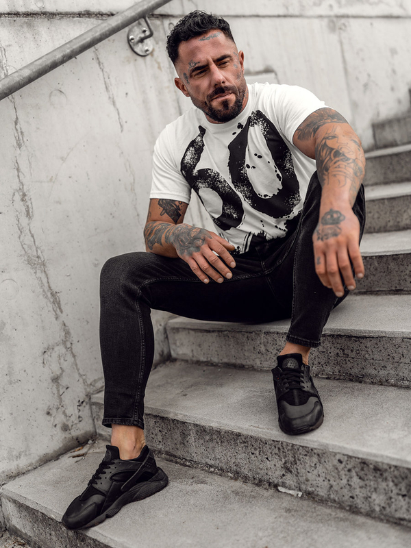 T-shirt bianca da uomo con stampa Bolf 0303A