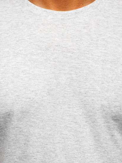T-shirt semplice da uomo in cotone grigio chiaro Bolf 192397