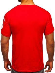 T-shirt rossa stampata da uomo in cotone Bolf 1180