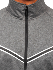Felpa con zip e collo alto da uomo grafite Bolf B062