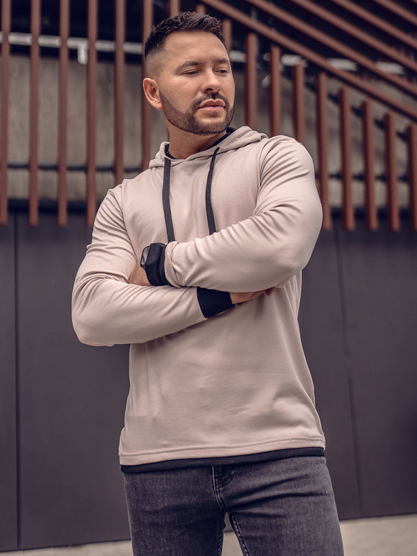 Felpa con cappuccio da uomo beige Bolf 145380