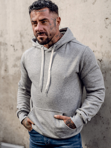 Felpa con cappuccio da uomo grigia Bolf MB001A