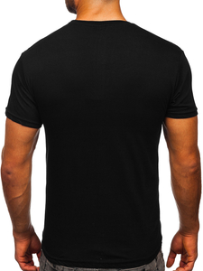 T-shirt da uomo in cotone nero con stampa Bolf 1173
