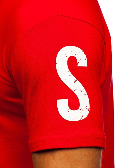 T-shirt rossa stampata da uomo in cotone Bolf 1180
